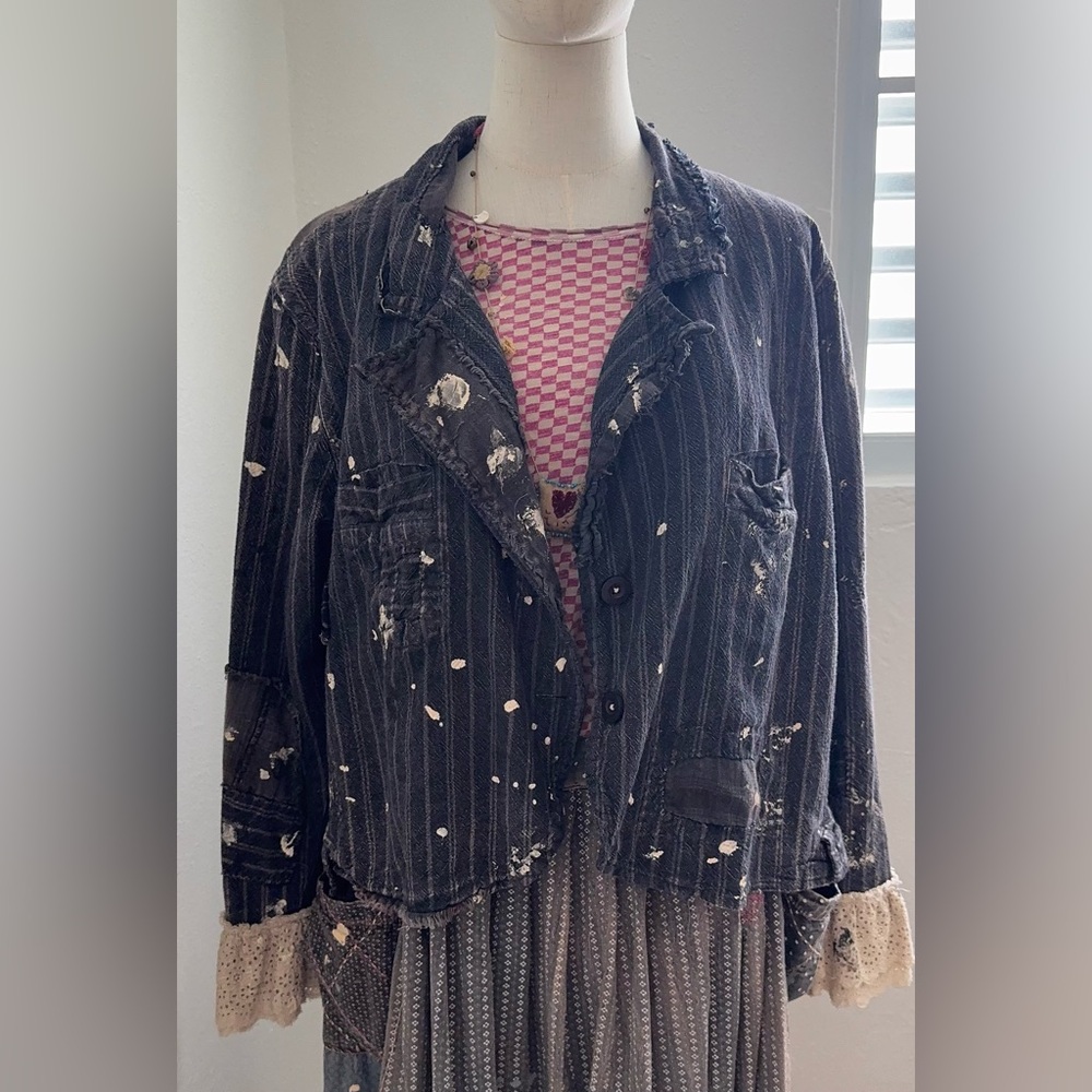 Magnolia Pearl Kelley Cropped Coat Jacket – Ozzy Pinstripe